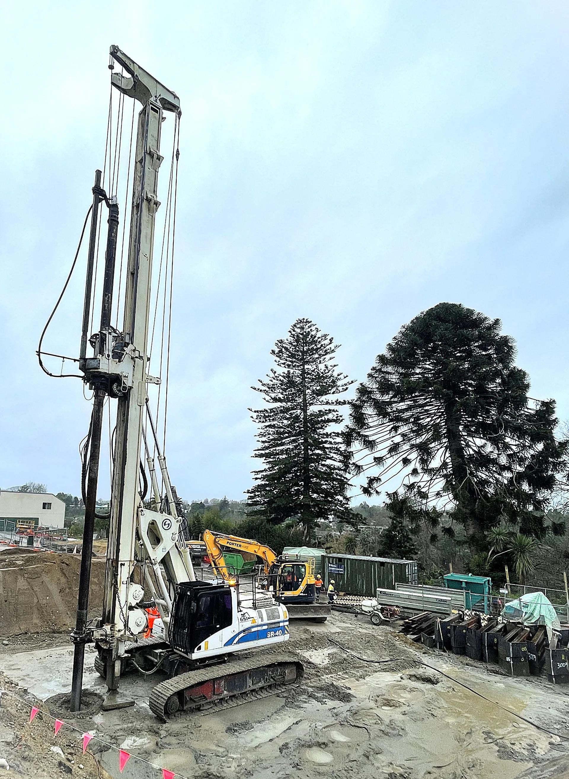 Aerial view of the Metrosports Christchurch ground improvement and jet grouting project